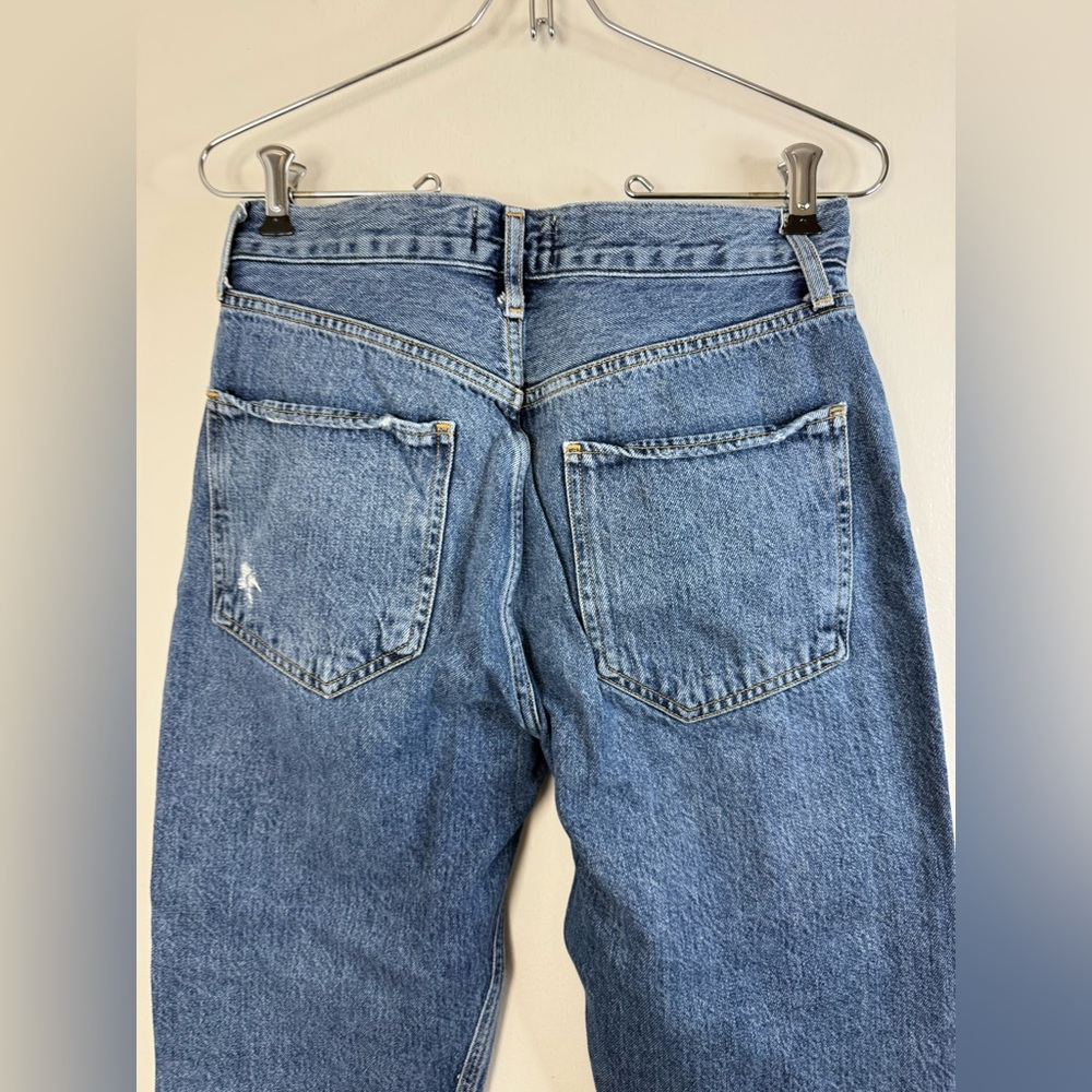 Agolde Riley high rise straight crop blue button fly denim jeans 27 - Picture 8 of 11